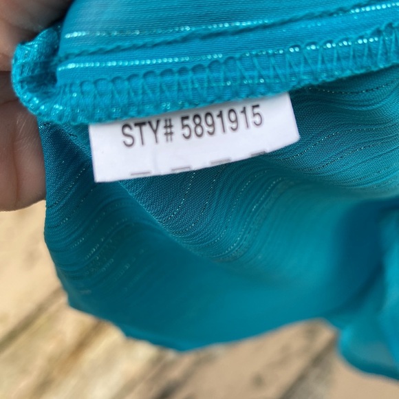 Women’s 80’s Vintage Turquoise w/Silver pinstriped button down Sz L, EUC, Pretty - Picture 5 of 12